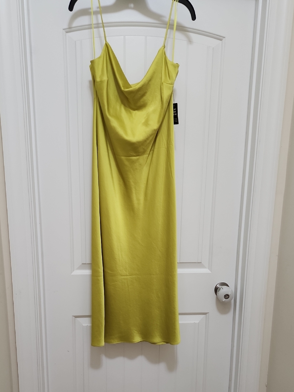 Express Satin Cowl Midi Dress - Lime